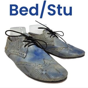 Bed Stu Womens Oxford Topsy Flats Sz 10 Blue Distressed Leather Color Casual